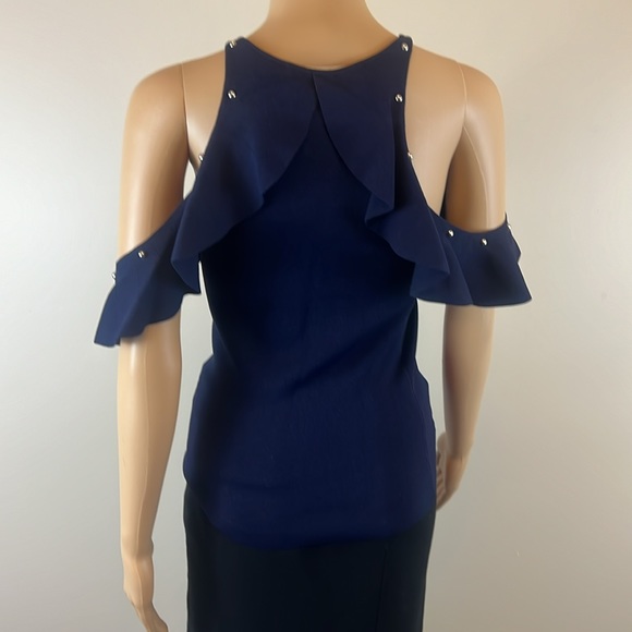 Jonathan Simkhai Navy Embellished Cold Shoulder Top with Silvet Grommets NWOT - Picture 5 of 7